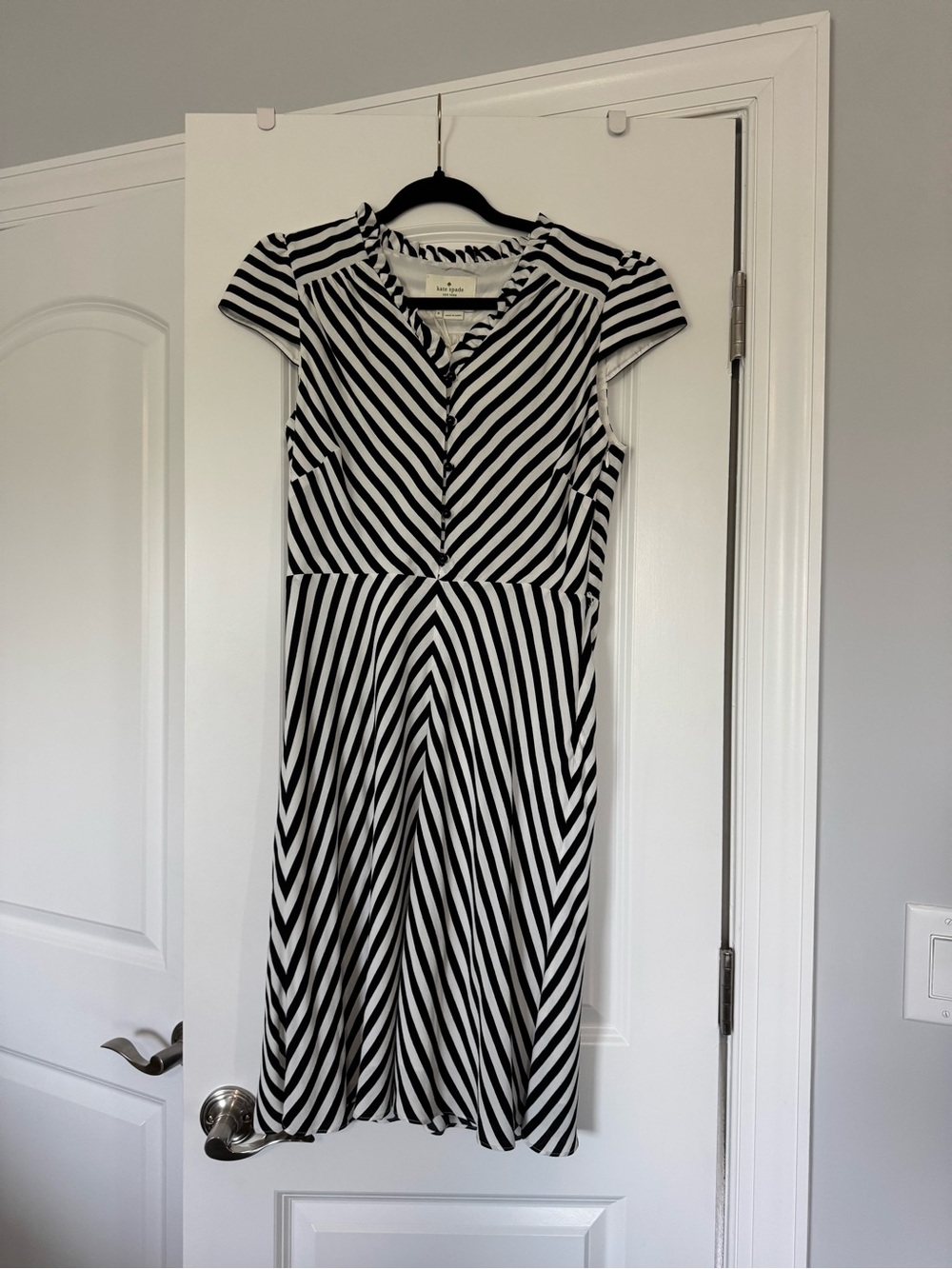 kate spade Black & White Striped Midi Dress